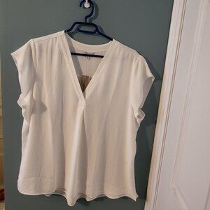 White Blouse, Cap Sleeves, Women's, Size XXL, NWT